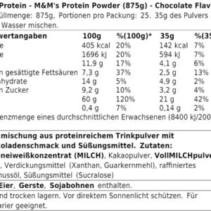 M&M Protein Powder Chocolate 875g – Bild 2