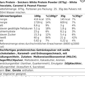 Snickers HI Protein 455g White Choc, Caramel&Peanut – Bild 2