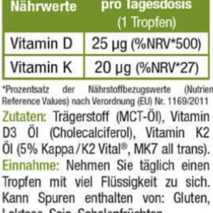 Sinob Vitamin D3 + K2 Tropfen 10ml – Bild 2