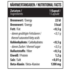 MST - Beta Alanine 1200mg 60 Kapseln – Bild 3