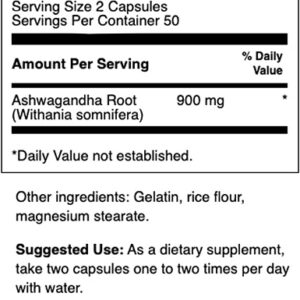 Swanson Ashwagandha 450mg - 100 Kapseln – Bild 2