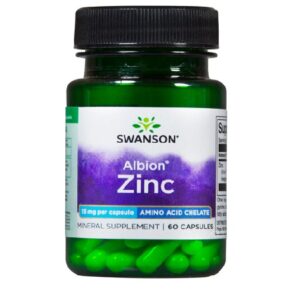 Swanson Albion Zinc Bisglycinat Chelat 15mg, 60 Kaps – Bild 1